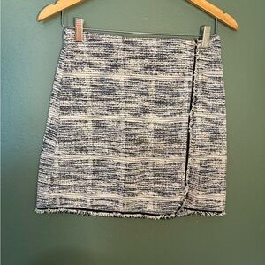 Max Studio Navy & White Tweed Mini Wrap Skirt - Size Small